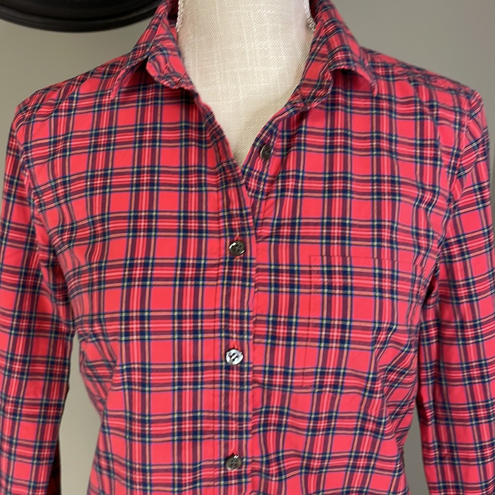 J. Crew women’s long sleeve plaid tunic style top, size 4.